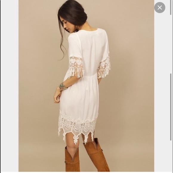 Stone Cold Fox Jade Mini Dress White Silk Embroidered Lace Babydoll Button RARE - Picture 3 of 14